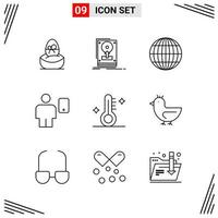 9 Icons Line Style Grid Based Creative Outline Symbols for Website Design Simple Line Icon Signs Isolated on White Background 9 Icon Set Creative Black Icon vector background