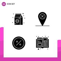 Glyph Icon set Pack of 4 Solid Icons isolated on White Background for responsive Website Design Print and Mobile Applications Creative Black Icon vector background