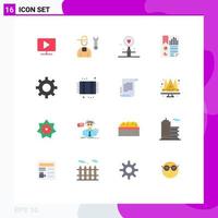 16 Flat Color concept for Websites Mobile and Apps page data service bookmark search Editable Pack of Creative Vector Design Elements