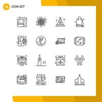 Modern Set of 16 Outlines and symbols such as business global hat communication shopping Editable Vector Design Elements