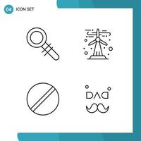 Vector Pack of 4 Outline Symbols Line Style Icon Set on White Background for Web and Mobile Creative Black Icon vector background