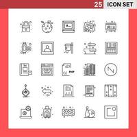 25 Icon Pack Line Style Outline Symbols on White Background Simple Signs for general designing Creative Black Icon vector background