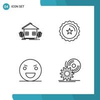 Vector Pack of 4 Outline Symbols Line Style Icon Set on White Background for Web and Mobile Creative Black Icon vector background