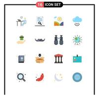 Universal Icon Symbols Group of 16 Modern Flat Colors of gift signal file cloud lake Editable Pack of Creative Vector Design Elements