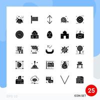 25 signos de glifos sólidos universales símbolos de herramienta de palabra clave ángulo de regla de flecha elementos de diseño vectorial editables vector