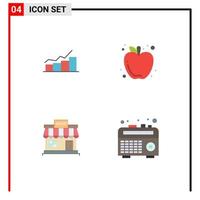 4 Universal Flat Icon Signs Symbols of growth food graph apple store Editable Vector Design Elements