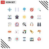 25 User Interface Flat Color Pack of modern Signs and Symbols of search general globe place fire Editable Vector Design Elements