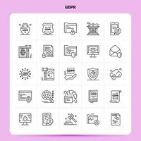 OutLine 25 GDPR Icon set Vector Line Style Design Black Icons Set Linear pictogram pack Web and Mobile Business ideas design Vector Illustration