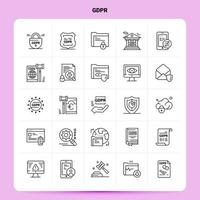 esquema 25 conjunto de iconos gdpr diseño de estilo de línea vectorial conjunto de iconos negros conjunto de pictogramas lineales diseño de ideas de negocios web y móvil ilustración vectorial vector