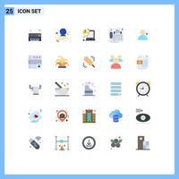 paquete de iconos de vector de stock de 25 signos de línea y símbolos para conjuntos descubrir personas dispositivo portátil contacto elementos de diseño de vector editables