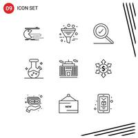 9 Universal Outline Signs Symbols of business potion management lab search Editable Vector Design Elements