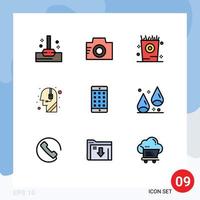 Modern Set of 9 Filledline Flat Colors and symbols such as mobile application application holiday call centre call Editable Vector Design Elements