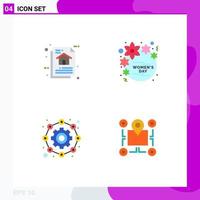 Editable Vector Line Pack of 4 Simple Flat Icons of architecture women document flower configuration Editable Vector Design Elements