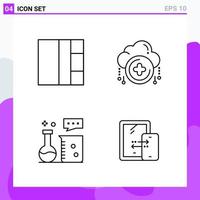 Set of 4 icons in Line style Creative Outline Symbols for Website Design and Mobile Apps Simple Line Icon Sign Isolated on White Background 4 Icons Creative Black Icon vector background