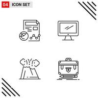 Pixle Perfect Set of 4 Line Icons Outline Icon Set for Webite Designing and Mobile Applications Interface Creative Black Icon vector background