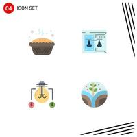 User Interface Pack of 4 Basic Flat Icons of baked law pie copyright idea Editable Vector Design Elements