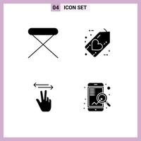 4 User Interface Solid Glyph Pack of modern Signs and Symbols of appliances love household favorite hand Editable Vector Design Elements