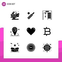 Glyph Icon set Pack of 9 Solid Icons isolated on White Background for responsive Website Design Print and Mobile Applications Creative Black Icon vector background