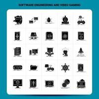 sólido 25 ingeniería de software y juegos de video conjunto de iconos diseño de estilo de glifo vectorial conjunto de iconos negros diseño de ideas de negocios web y móvil ilustración vectorial vector