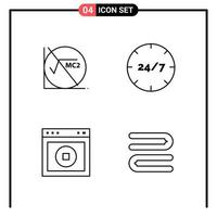 Set of 4 Line Style Icons for web and mobile Outline Symbols for print Line Icon Signs Isolated on White Background 4 Icon Set Creative Black Icon vector background