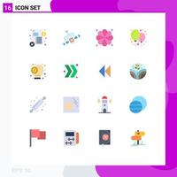 Group of 16 Modern Flat Colors Set for investor capitalist plumeria broker balloons Editable Pack of Creative Vector Design Elements