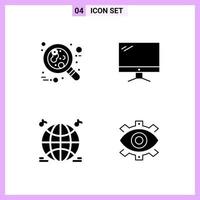 4 Icons in Solid Style Glyph Symbols on White Background Creative Vector Signs for Web mobile and Print Creative Black Icon vector background