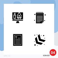 4 Thematic Vector Solid Glyphs and Editable Symbols of tools arrow computer ebook down left Editable Vector Design Elements