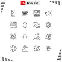 Group of 16 Modern Outlines Set for header viral focus seo education Editable Vector Design Elements