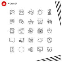 Universal Icon Symbols Group of 25 Modern Lines of product cube scuba box orange Editable Vector Design Elements