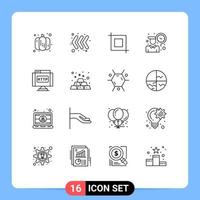 Pictogram Set of 16 Simple Outlines of bar internet transform http working Editable Vector Design Elements