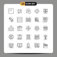 Group of 25 Modern Lines Set for advertisment banner messages board industry Editable Vector Design Elements