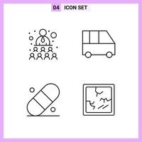 4 Icons in Line Style Outline Symbols on White Background Creative Vector Signs for Web mobile and Print Creative Black Icon vector background