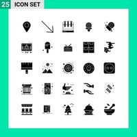 25 Universal Solid Glyphs Set for Web and Mobile Applications sweet hotel erlenmeyer flask game golf Editable Vector Design Elements