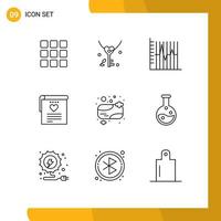 conjunto de 9 iconos de interfaz de usuario modernos símbolos signos para jabón boda progreso amor recuperación elementos de diseño vectorial editables vector