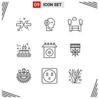 9 Icons Line Style Grid Based Creative Outline Symbols for Website Design Simple Line Icon Signs Isolated on White Background 9 Icon Set Creative Black Icon vector background