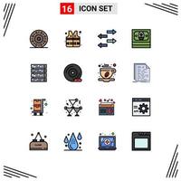 Set of 16 Modern UI Icons Symbols Signs for compact disc server traffic rack mount computer Editable Creative Vector Design Elements