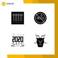 4 Icon Set Solid Style Icon Pack Glyph Symbols isolated on White Backgound for Responsive Website Designing Creative Black Icon vector background