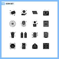 Set of 16 Modern UI Icons Symbols Signs for chart big tile graph chart Editable Vector Design Elements