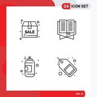 Pack of 4 Modern Filledline Flat Colors Signs and Symbols for Web Print Media such as package spray discount islam arts Editable Vector Design Elements
