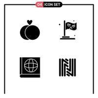 Modern Set of 4 Solid Glyphs and symbols such as marriage neoscoin flag witch crypto Editable Vector Design Elements