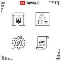 4 Icons Line Style Grid Based Creative Outline Symbols for Website Design Simple Line Icon Signs Isolated on White Background 4 Icon Set Creative Black Icon vector background