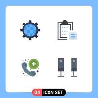 paquete de interfaz de usuario de 4 iconos planos básicos de la interfaz mundial de llamadas del navegador elementos de diseño vectorial editables médicos vector