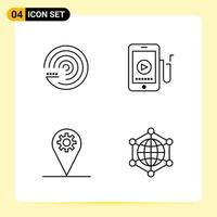 4 Creative Icons for Modern website design and responsive mobile apps 4 Outline Symbols Signs on White Background 4 Icon Pack Creative Black Icon vector background