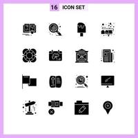 16 Universal Solid Glyphs Set for Web and Mobile Applications help mail cool love box Editable Vector Design Elements