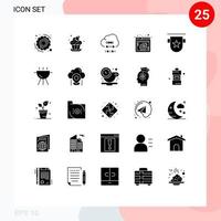 Set of 25 Modern UI Icons Symbols Signs for badges webpage coding web setting spanner Editable Vector Design Elements