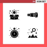 4 Icon Pack Solid Style Glyph Symbols on White Background Simple Signs for general designing Creative Black Icon vector background