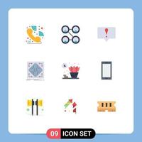 Set of 9 Modern UI Icons Symbols Signs for phone living message home matrix Editable Vector Design Elements