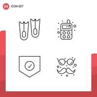 User Interface Pack of 4 Basic Filledline Flat Colors of diving shield baby check funny Editable Vector Design Elements