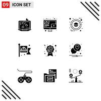 Pack of 9 creative Solid Glyphs of female labour business labor communist Editable Vector Design Elements