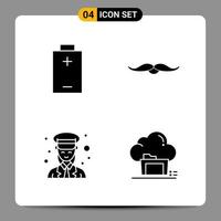 4 Black Icon Pack Glyph Symbols Signs for Responsive designs on white background 4 Icons Set Creative Black Icon vector background